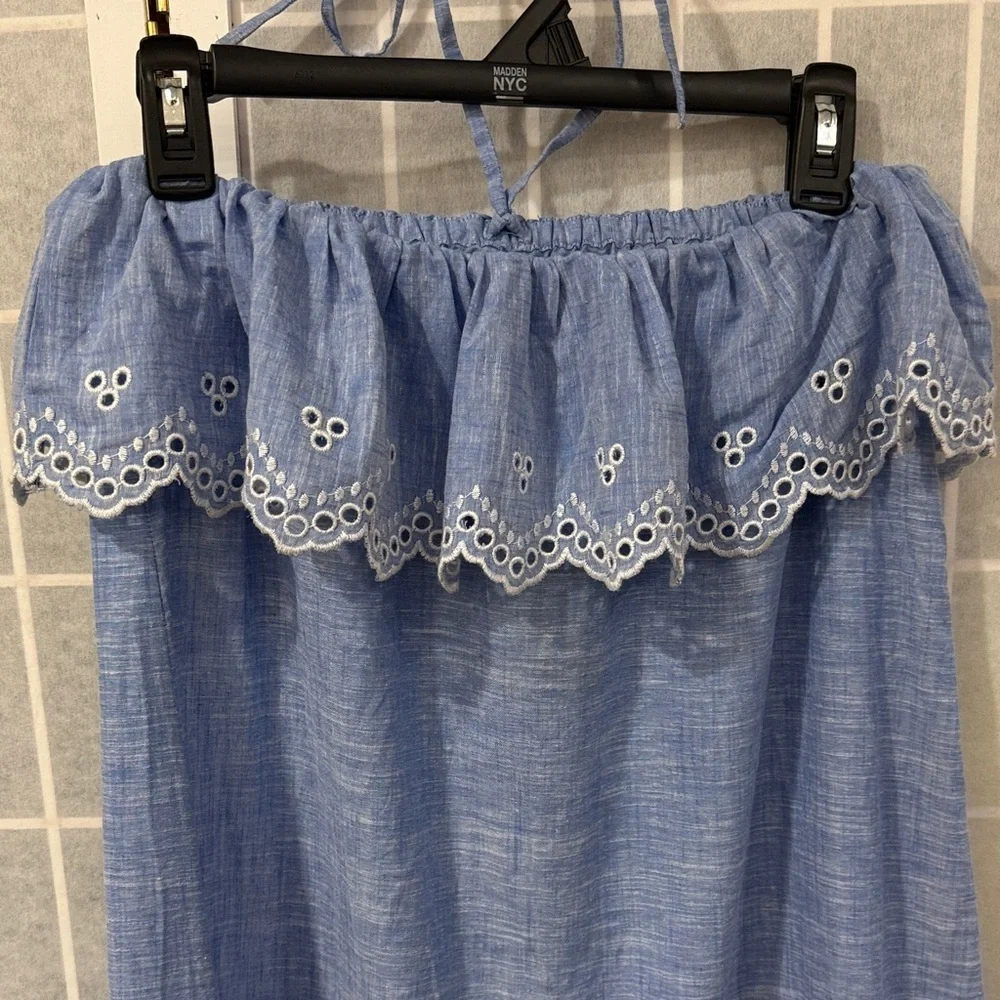 NWT J. Crew Eyelet Blue Wash Beach Dress Size Medium
